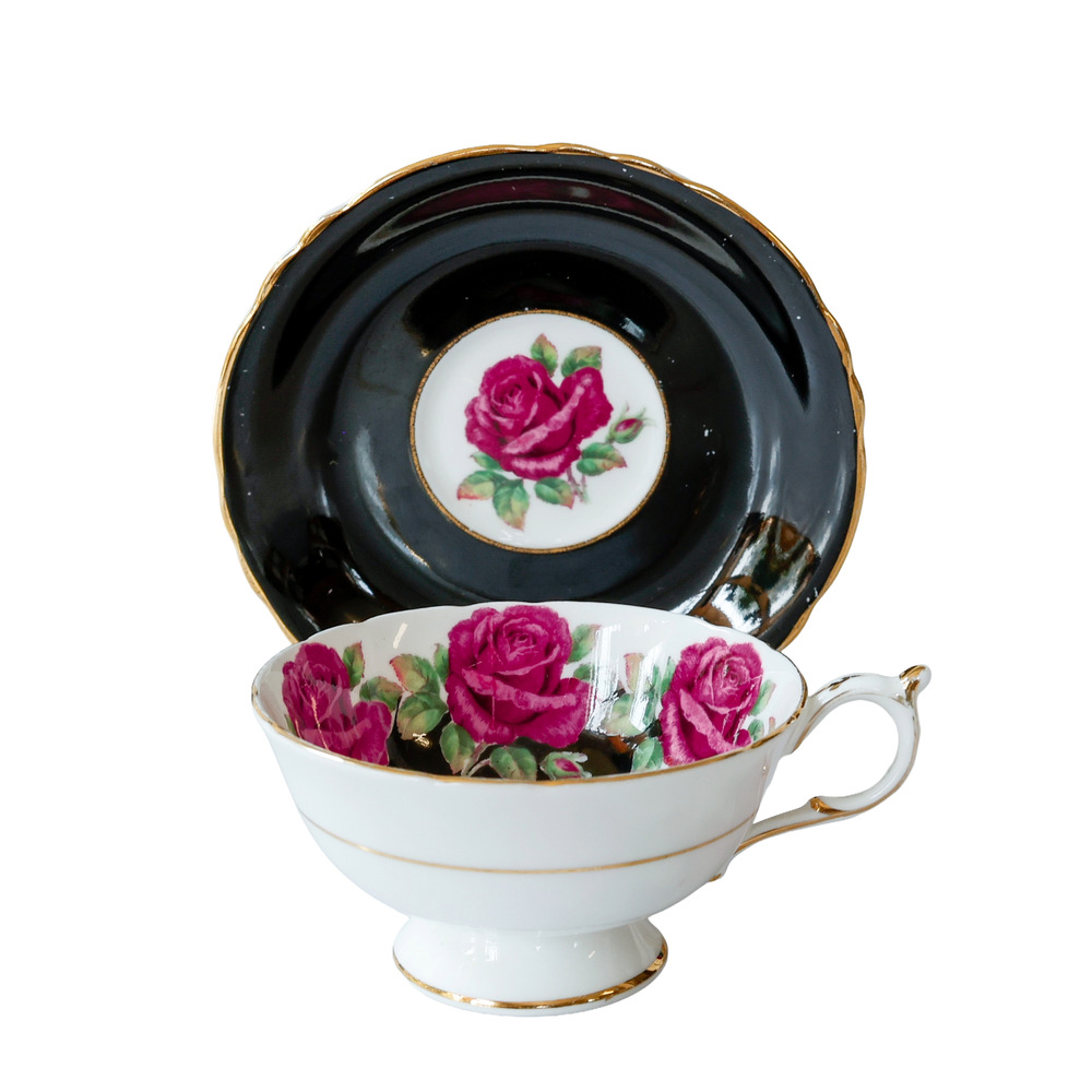 VTG 1960s Paragon Cabbage Rose Teacup Set English Countryside Cottage Retro READ